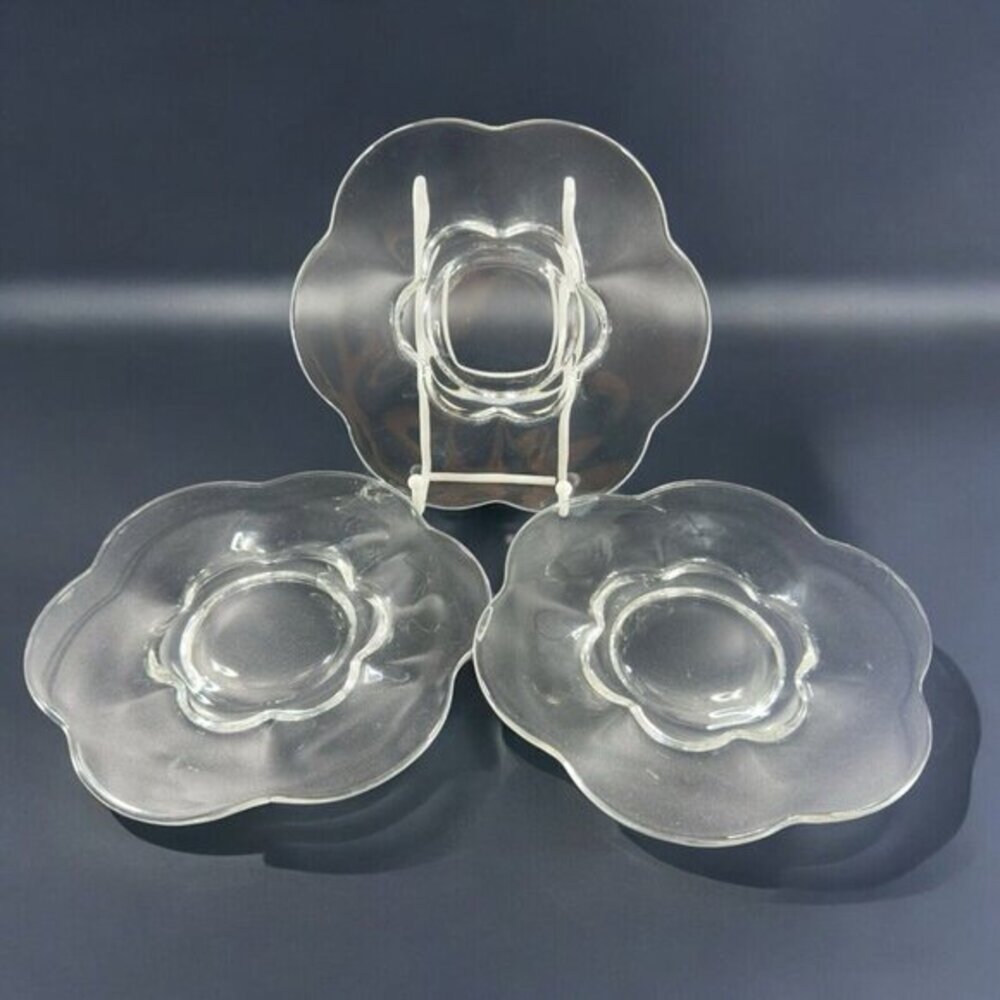 Vintage Duncan Miller Canterbury Pattern Elegant Glass‎ Clear Dish Plate Set 3